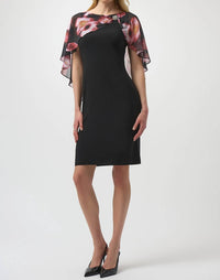 Joseph Ribkoff - Floral Chiffon Cape Overlay Dress
