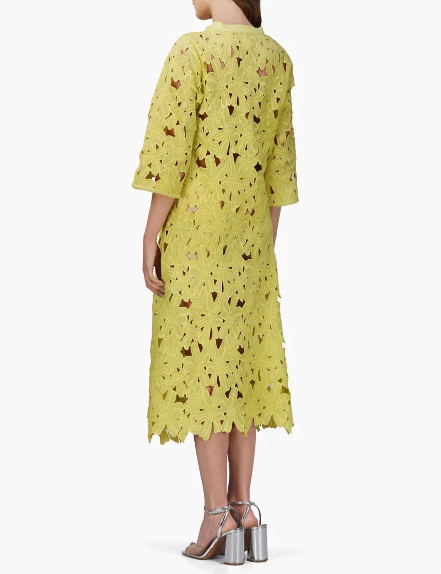 America & Beyond - Fall For Neon Floral Lace Midi Cover Up Dress
