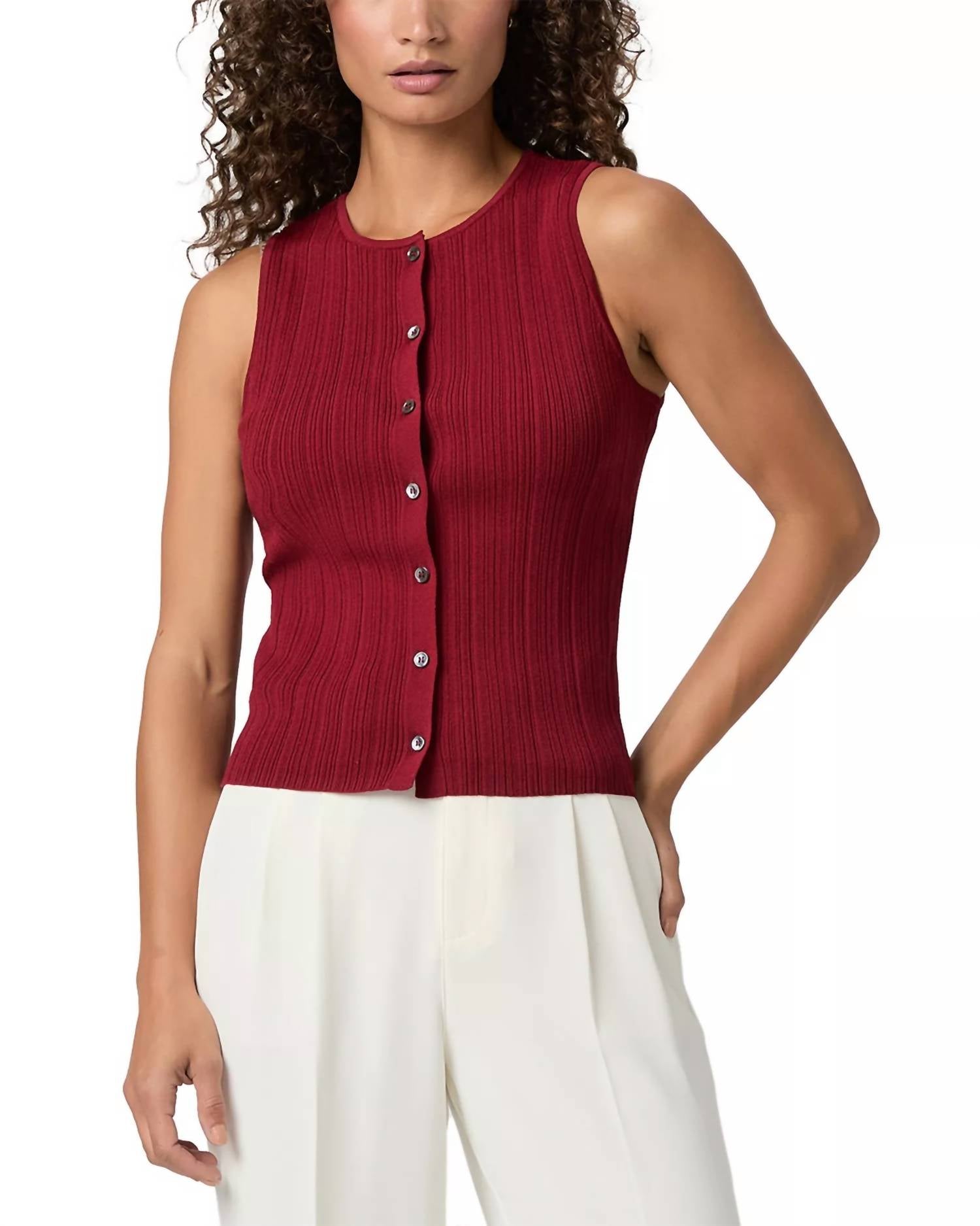 Paige Leira Sweater Tank in cranberry - women's tank top