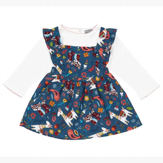 Petit Confection - Girl's Festive Printed Corduroy Set