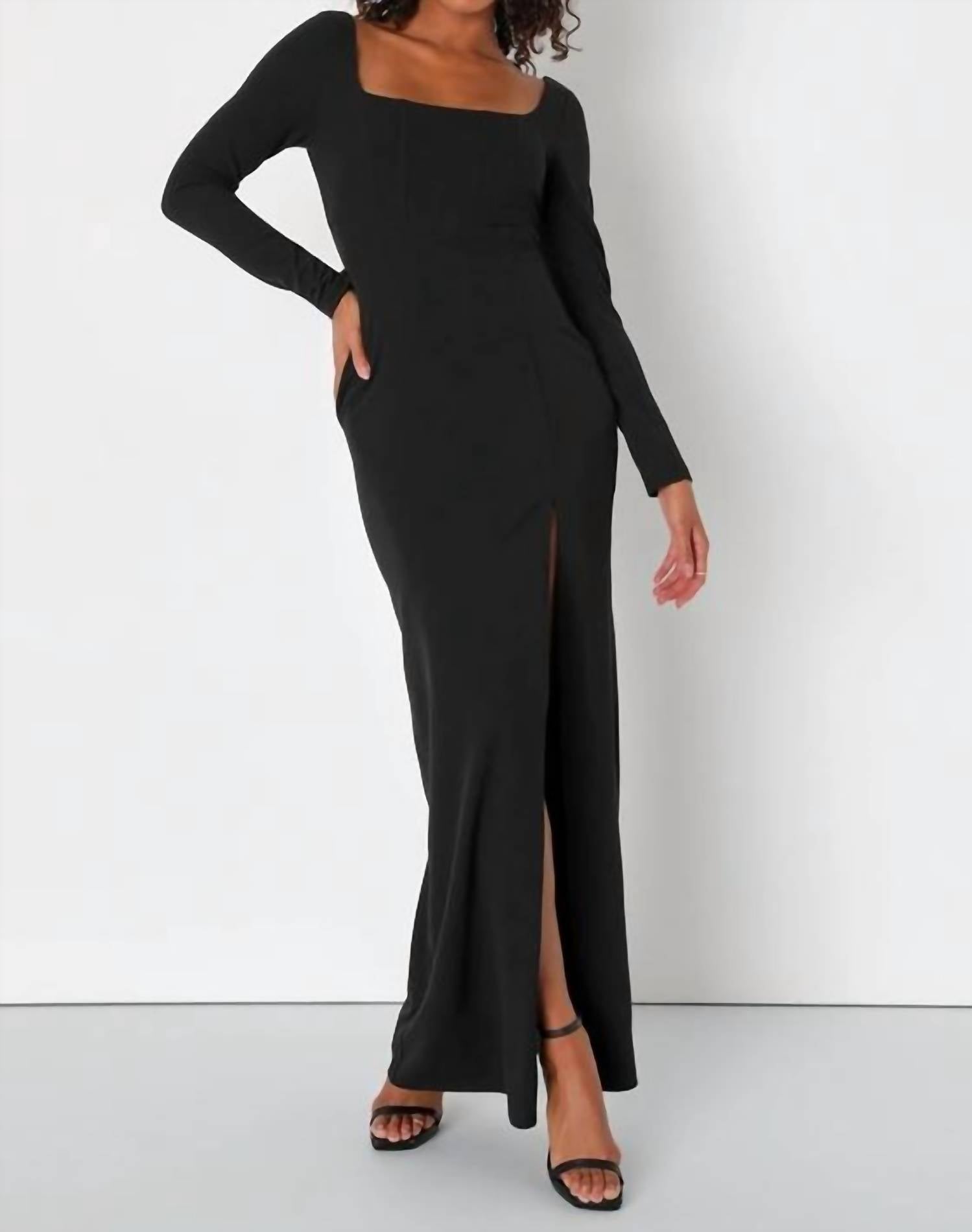 Lulus - Regal Stunner Long Sleeve Corset Maxi Dress