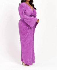 Fashion Szn Curve - Plisse Flare Sleeve Midaxi Dress