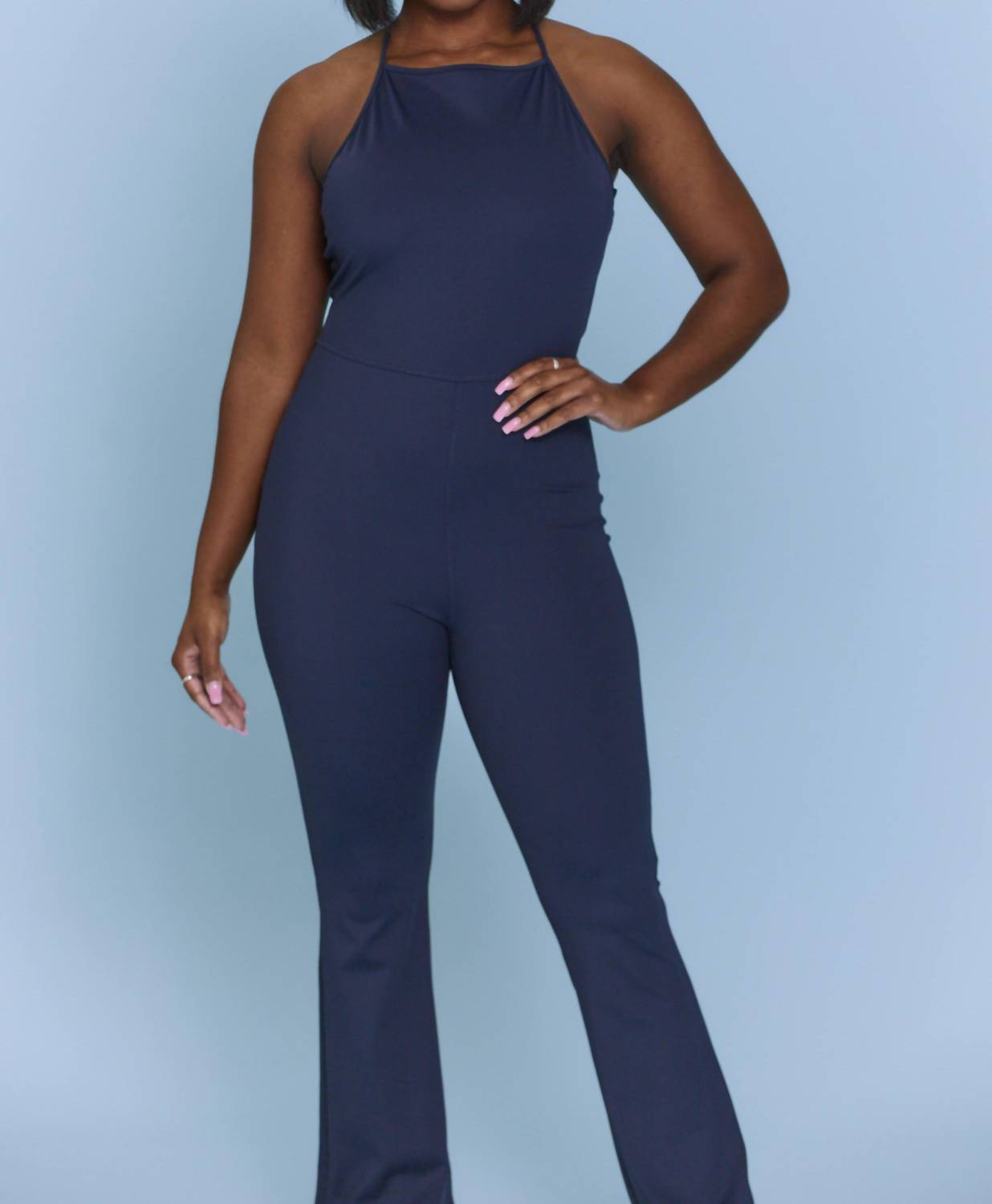 Le Lis - Holding On Halter Neck Flared Jumpsuit