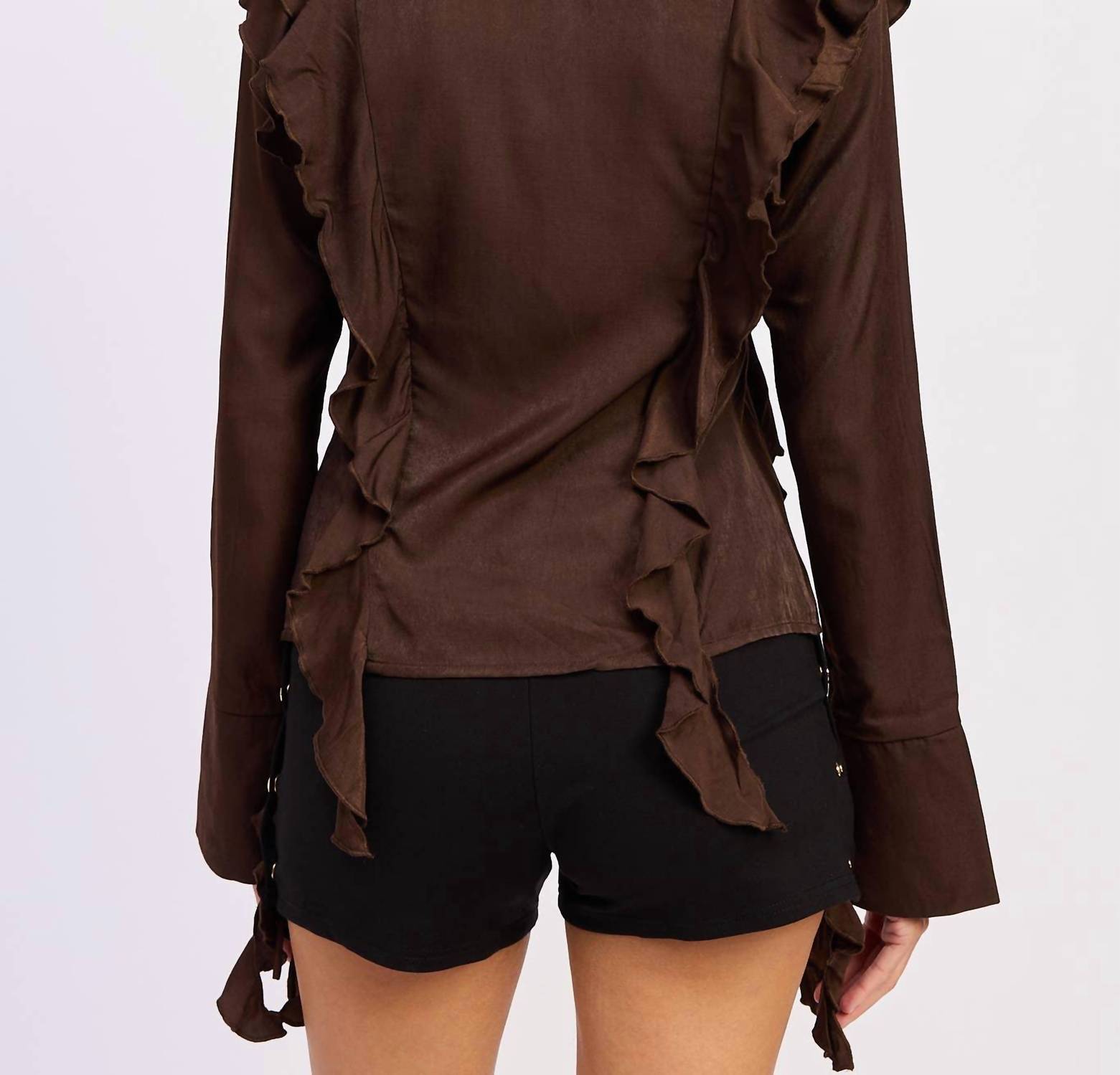 Emory Park - Front Tie Ruffled V-neck Top