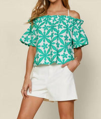 Off Shouldered Embroidered Top