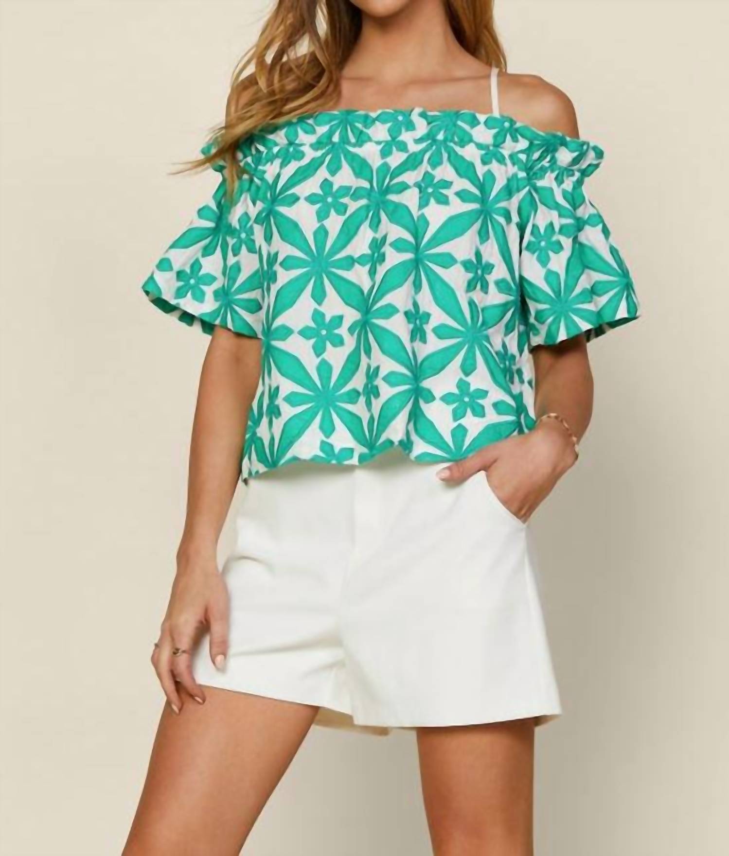 Off Shouldered Embroidered Top