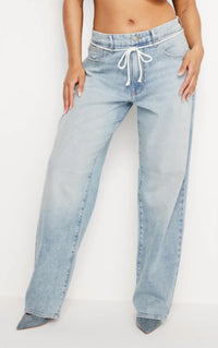 Good American - Good 90's Loose Drawstring Belt Jeans