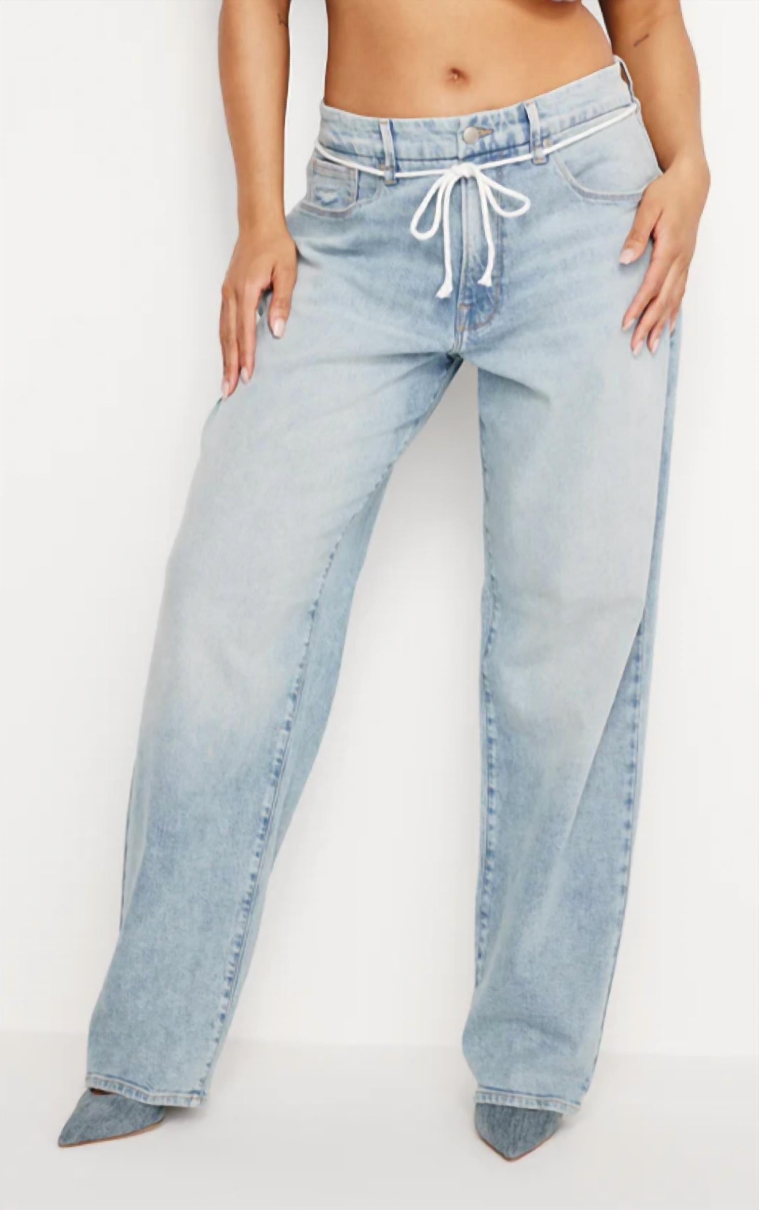 Good American - Good 90's Loose Drawstring Belt Jeans