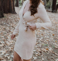 Idem Ditto - Tie Long Sleeve Ribbed Mini Dress