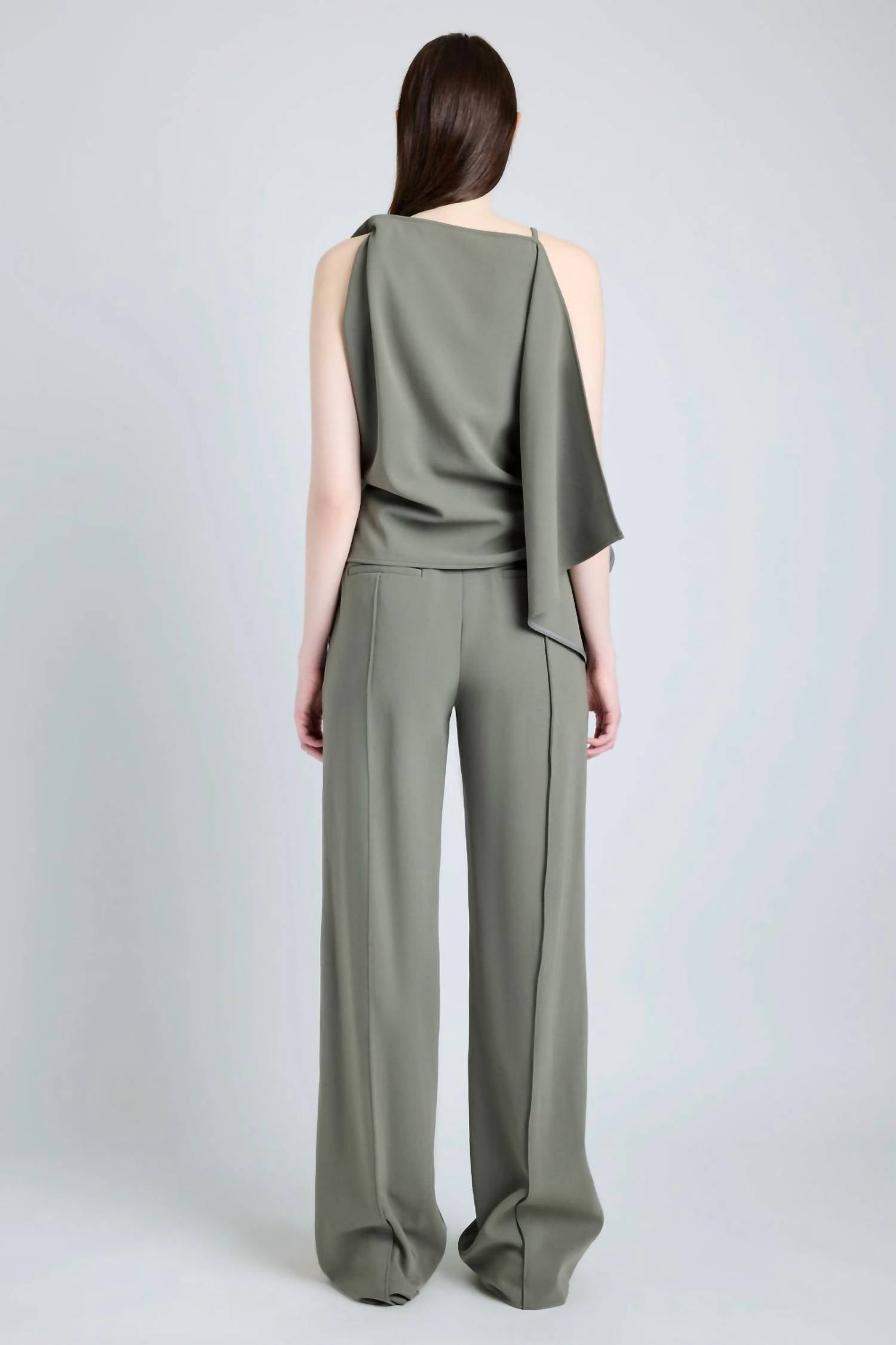 Proenza Schouler Weyes Straight Leg Pant in wood - women's pants - detail view