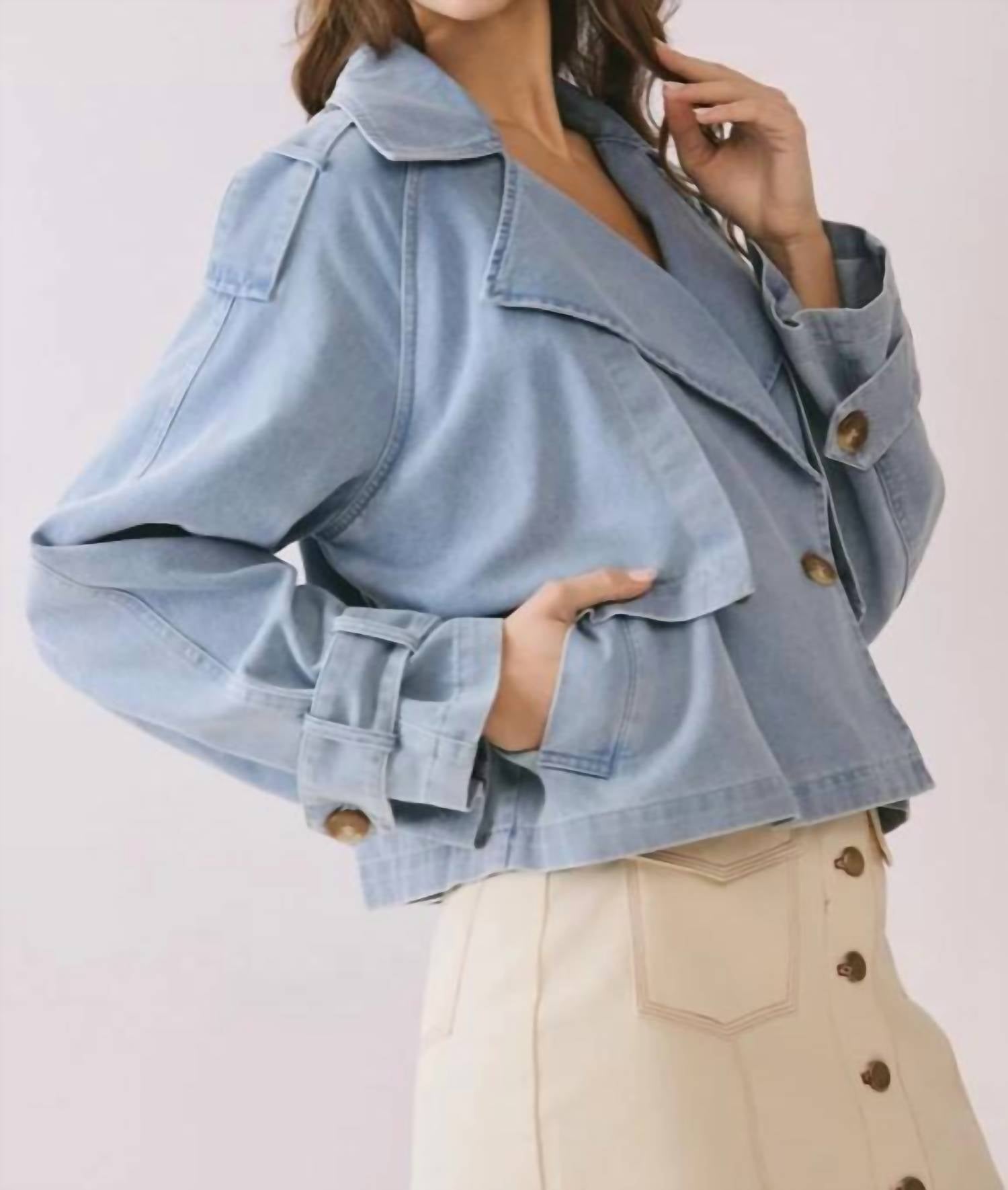 Tcec - Maxine Double Breasted Front Oversized Denim Jacket
