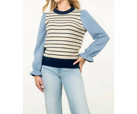 Thml - Stripe Suede Sleeve Sweater