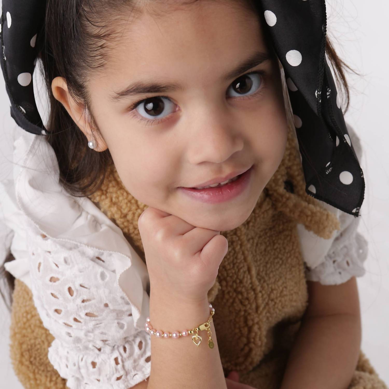 Cherished Moments - Kid's Larkin Pearl With Heart Bracelet