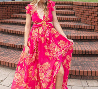 DRESS FORUM Somewhere on a Beach Deep V-Neck Dress in pink - women's dress - detail view