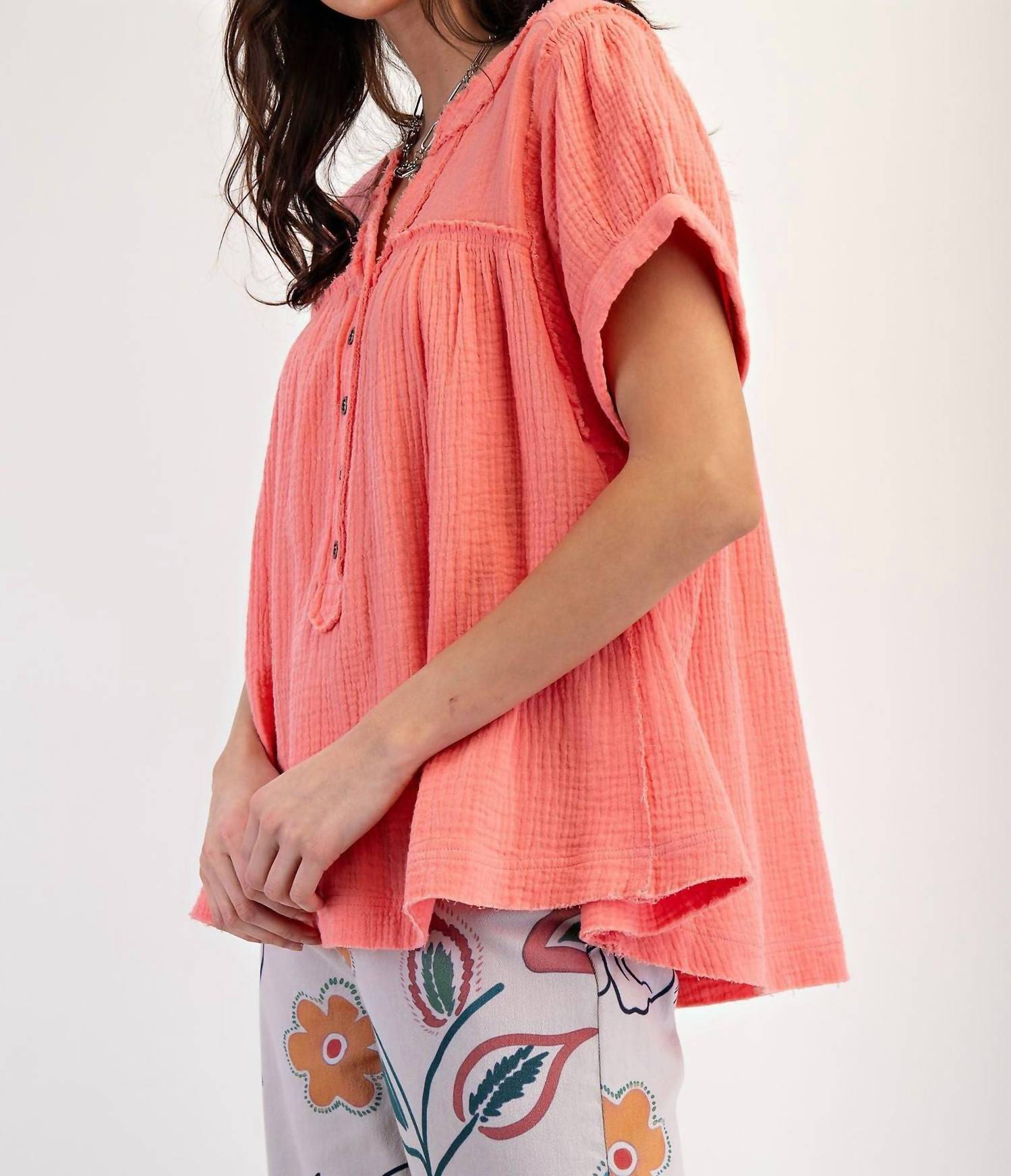 Easel - Soft Washed Woven Top
