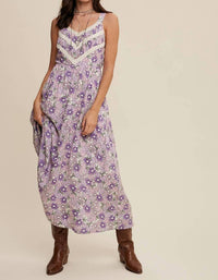 Listicle - Floral Lace Trim Maxi Dress