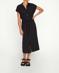 Brochu Walker Setia Belted Dress in black onyx - women's dress