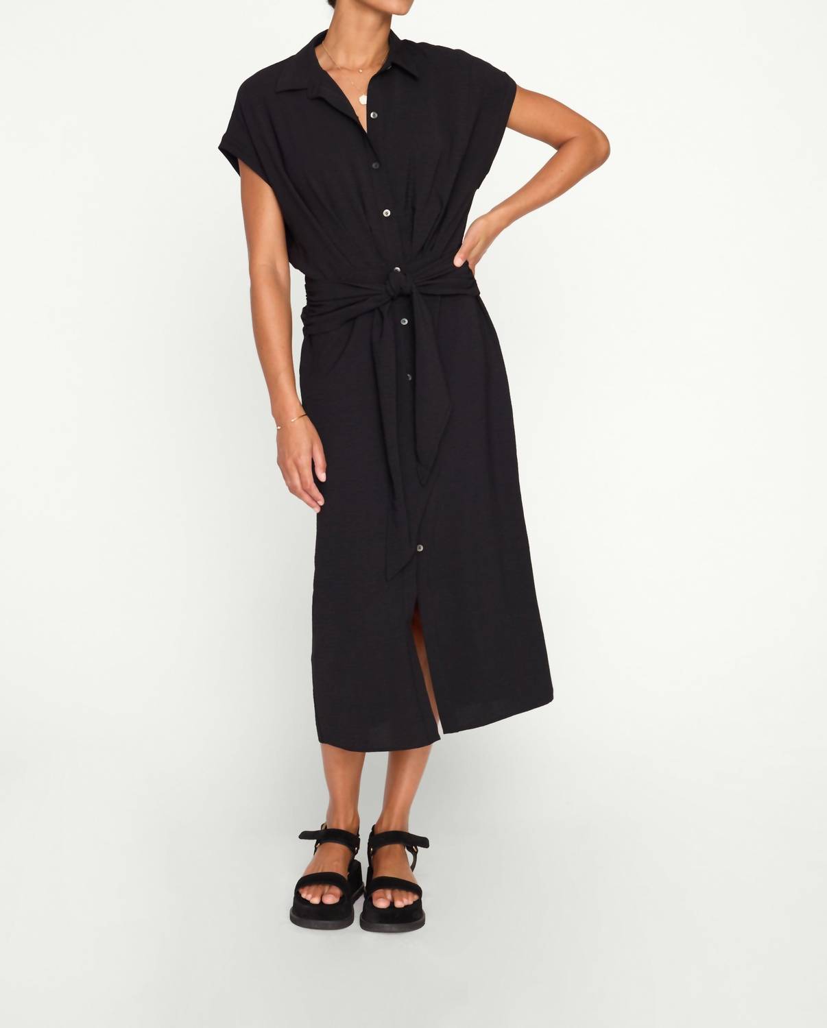 Brochu Walker Setia Belted Dress in black onyx - women's dress