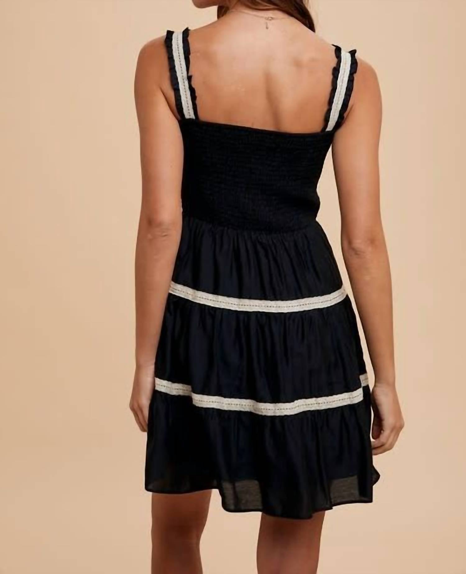 So Me - Crochet Trim Detail Ruffle Mini Dress