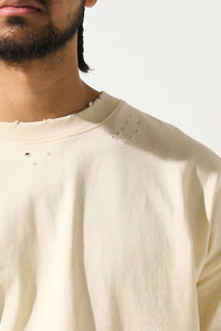 SERENEDE Four Corners Cotton T-shirt in butter yellow - men's t-shirt - alternate view