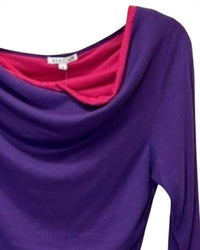 Avalin Women Knit Scrunch Cowl-Neck Blouse in purple pink - women's blouse - detail view