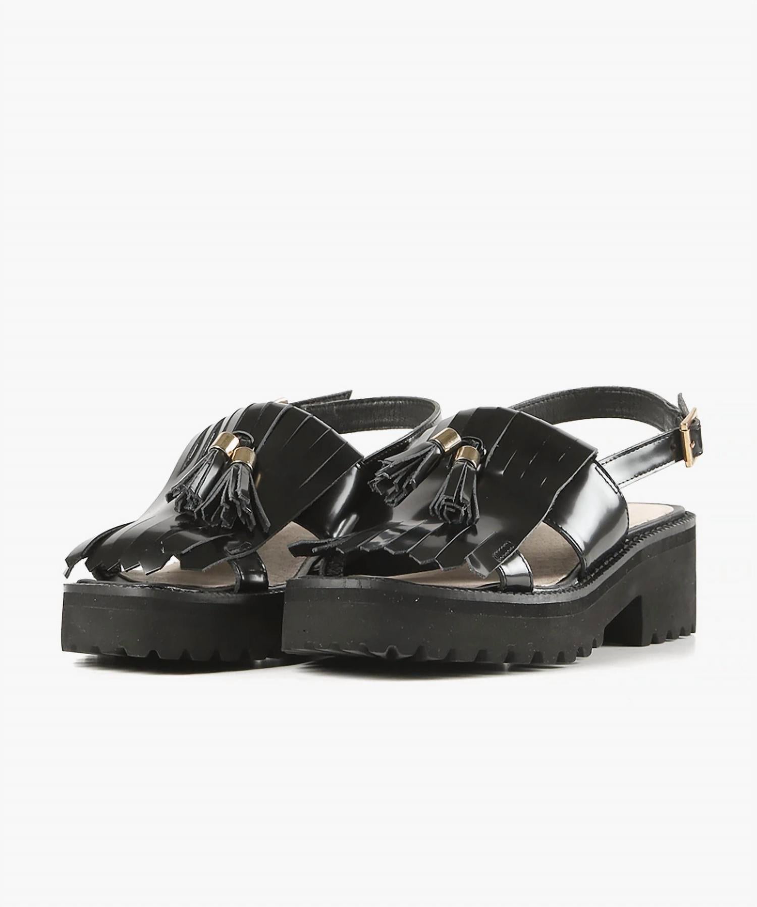 ALL BLACK Women's Kiltie Tassel Lugg Sandals in black - women's sandal - view 4