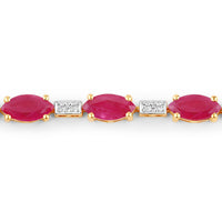 Diana M Jewels Women's Marquise Natural Ruby Bracelet (7.22 Ct) - Elegant Plus in 14k yellow gold - women's item - detail view