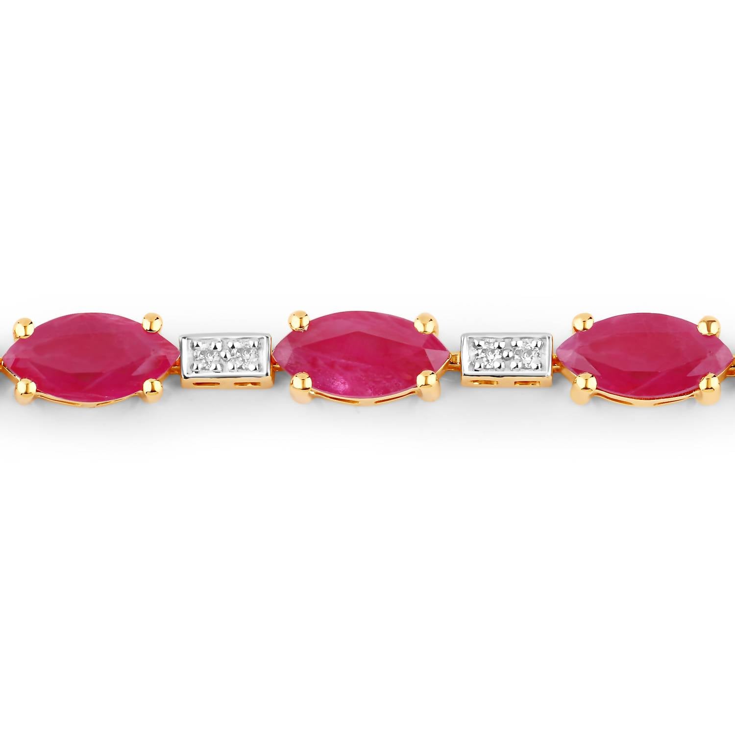 Diana M Jewels Women's Marquise Natural Ruby Bracelet (7.22 Ct) - Elegant Plus in 14k yellow gold - women's item - detail view