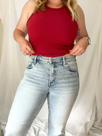 Risen - High Rise Crop Straight Jeans