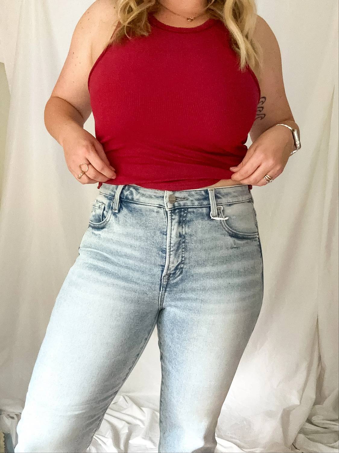 Risen - High Rise Crop Straight Jeans