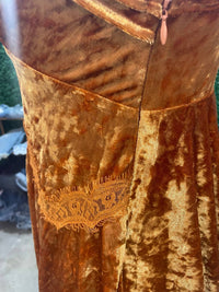 Entro - Pumpkin Velvet and Lace Dress