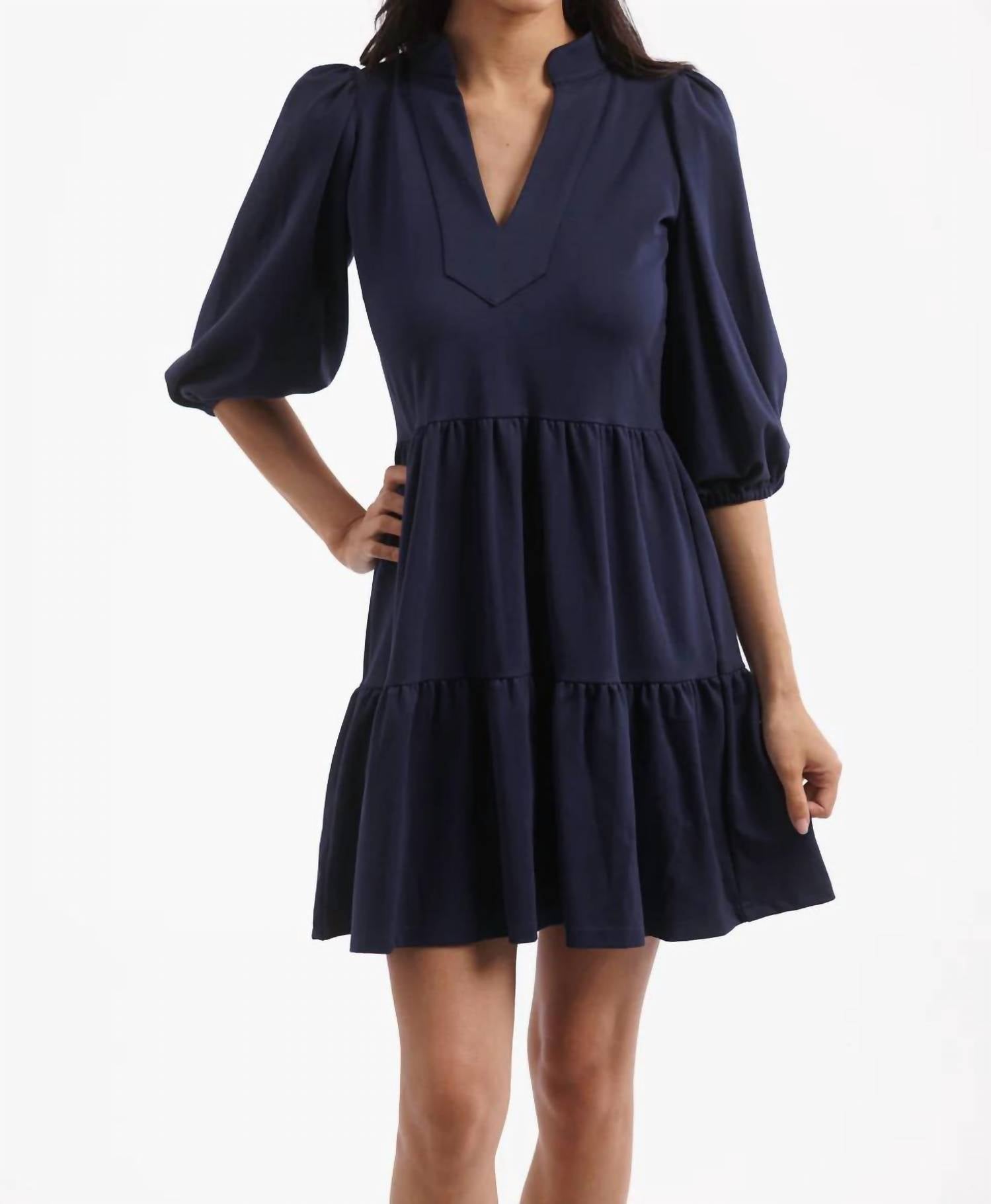 SMITH & QUINN Tory Mini Dress in navy ponte - women's dress