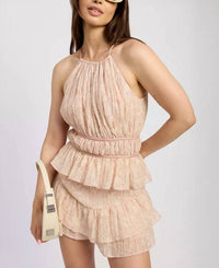 En Saison - Tie Back Halter Peplum Top
