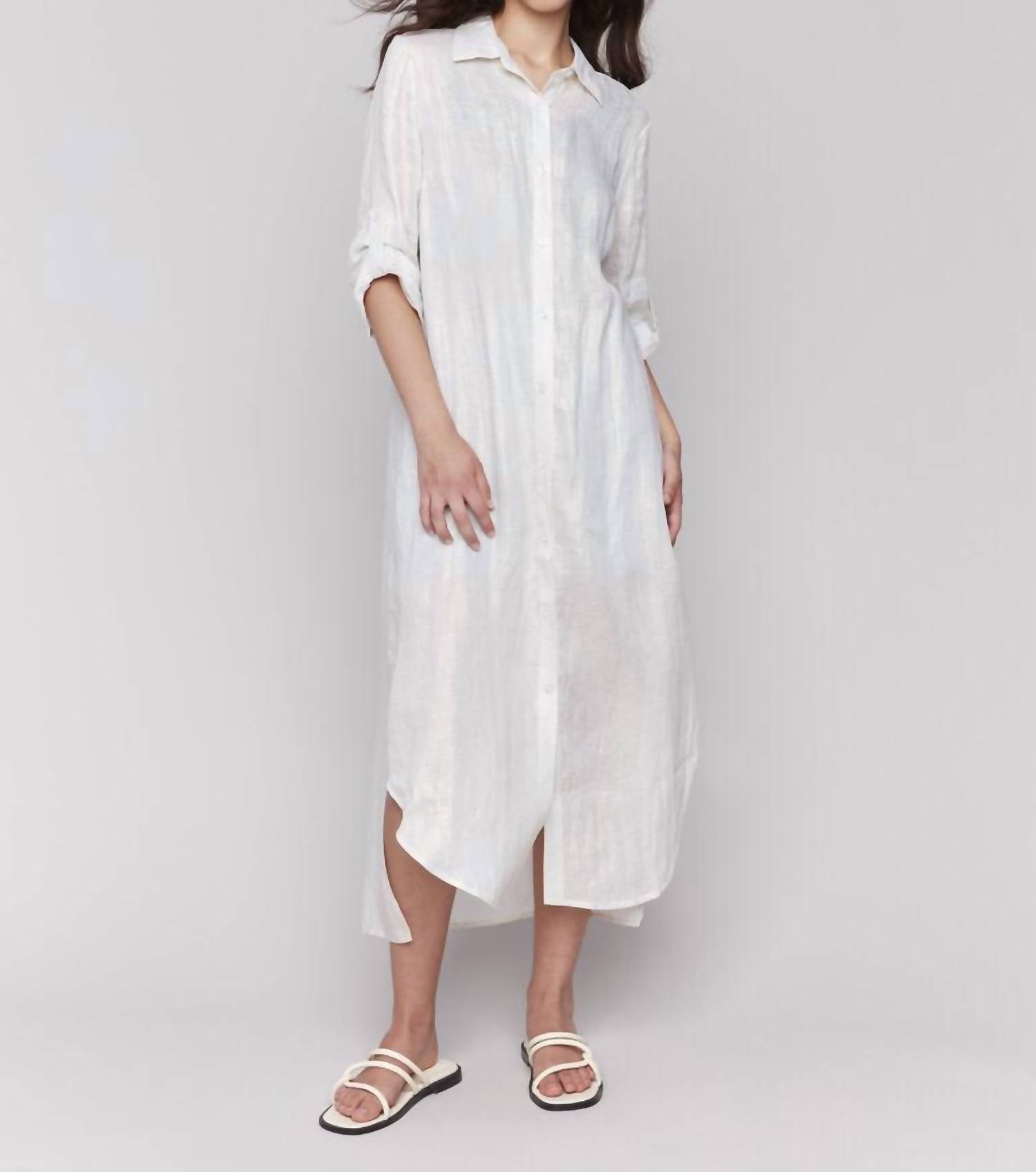 Charlie B - Foil Print Linen Blend Tunic Dress