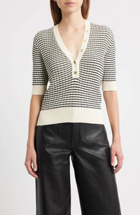 Frame - Stripe V Neck Sweater