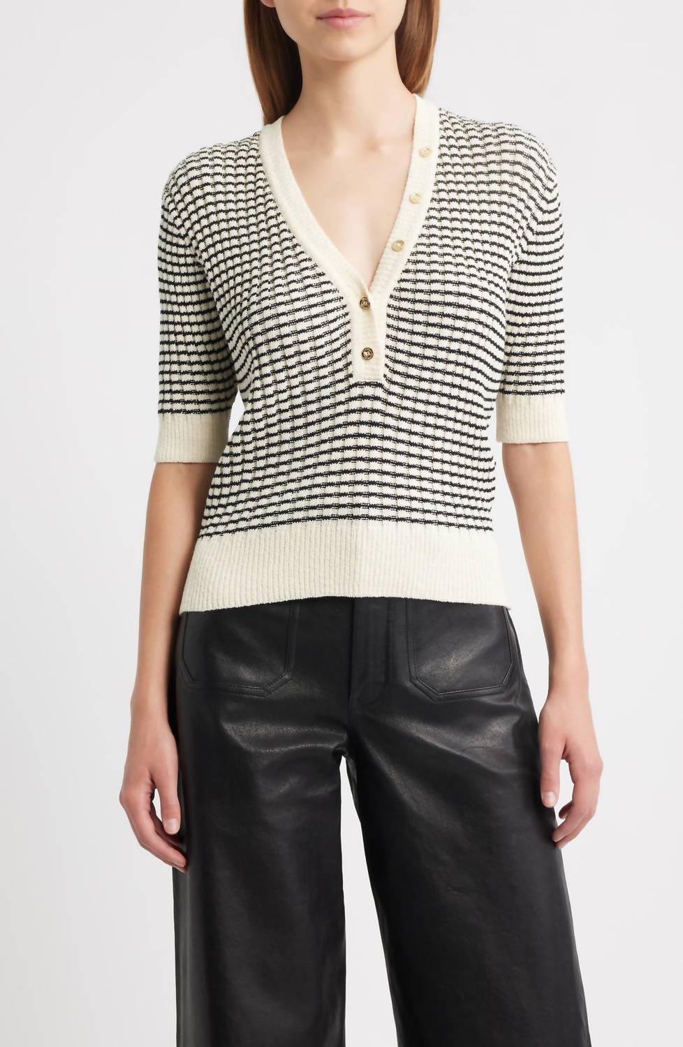 Frame - Stripe V Neck Sweater