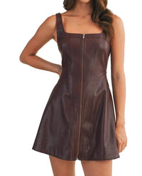Mustard Seed - Zip Up Front Faux Leather Dress