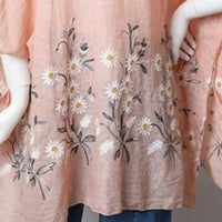 Leto - Women's Embroidered Spring Daisy Woven Kimono