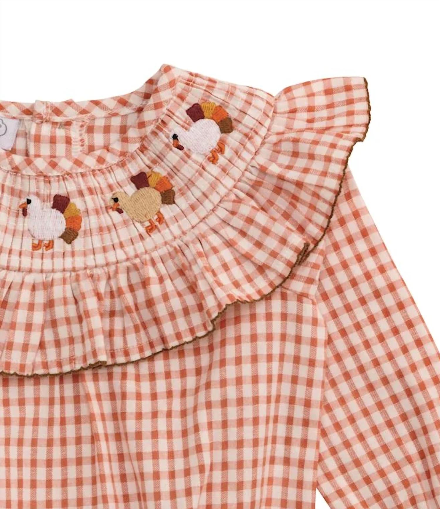 Mudpie - Girls Smocked Turkey Bubble