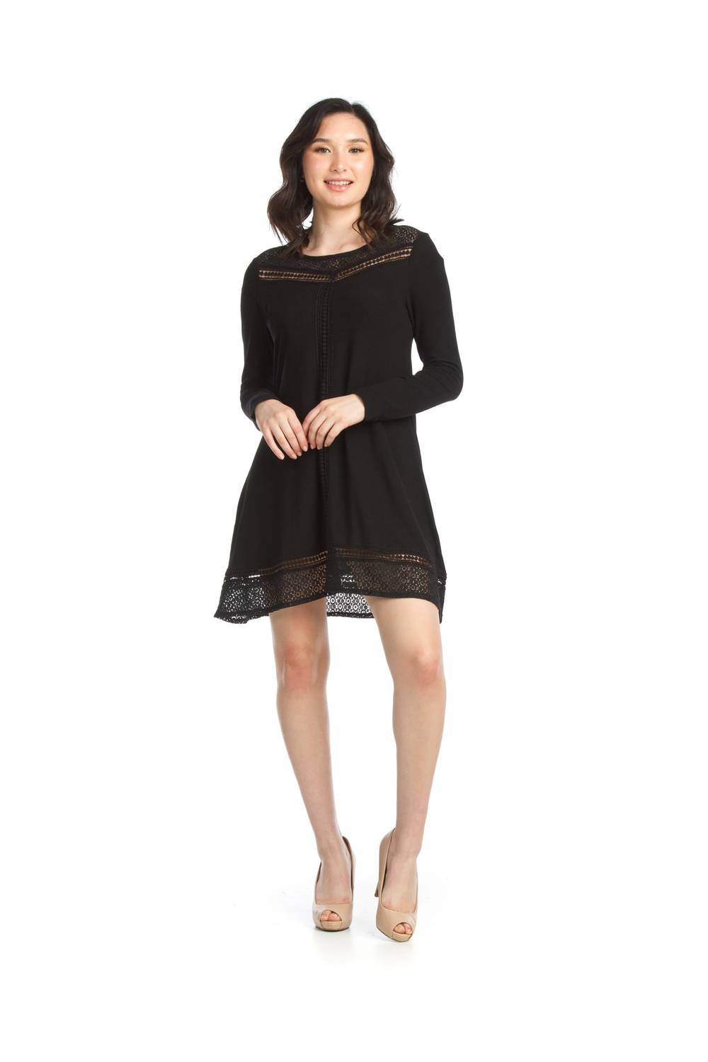 Papillon - Lace Inset A-line Sweater Dress