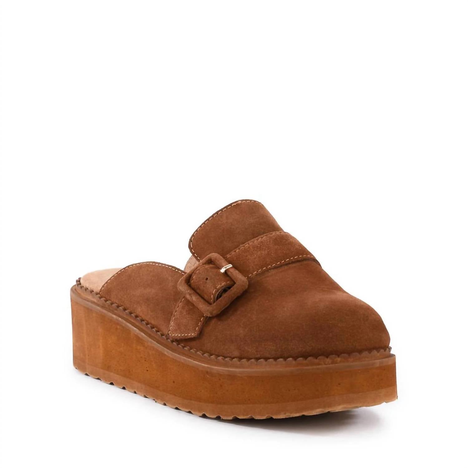 Seychelles Women's Come Together Open Back Platform Mules in brown suede - women's shoe