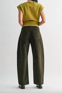 JUST BLACK DENIM Women's Boise Barrel Jean in olive - women's pants - detail view