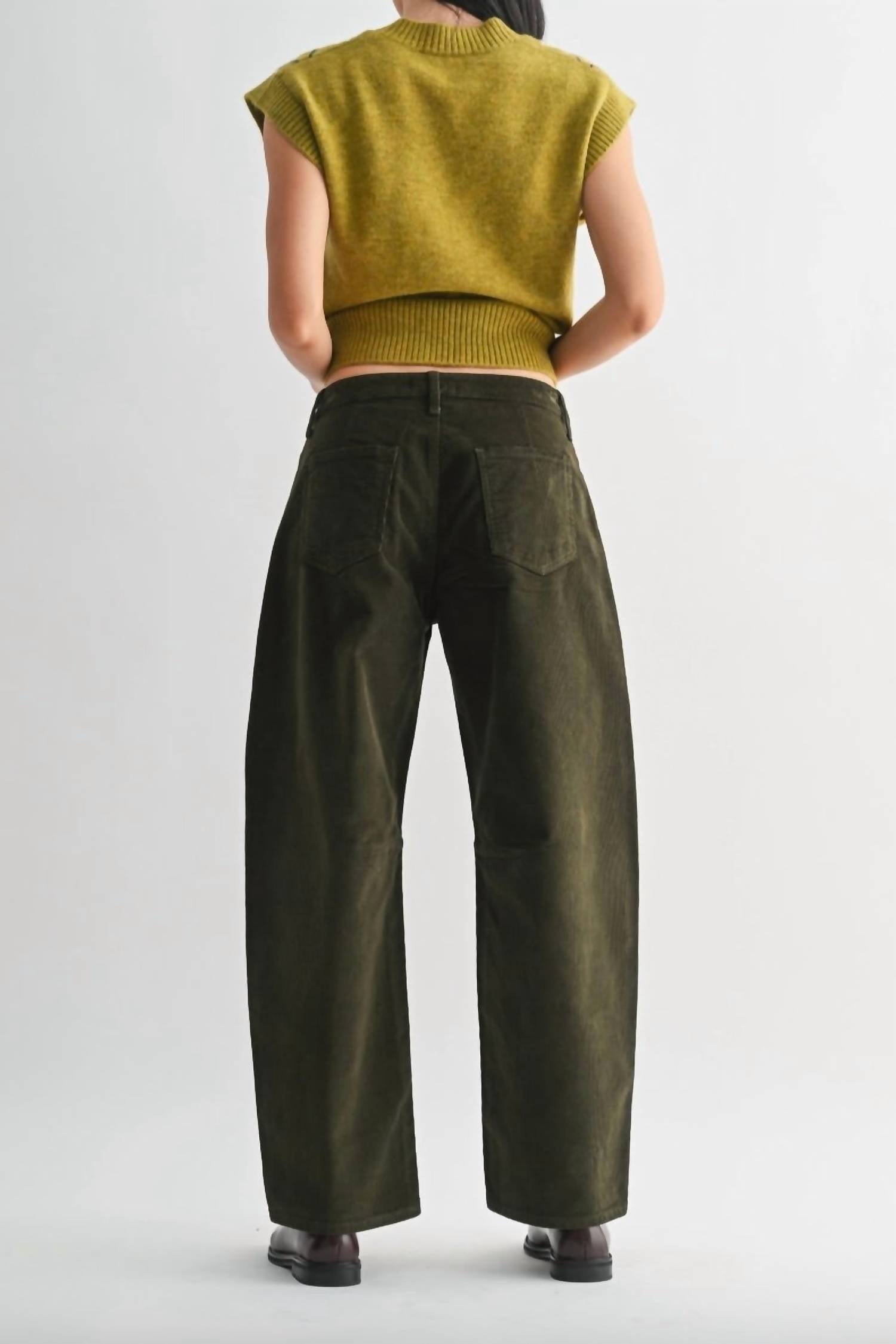 JUST BLACK DENIM Women's Boise Barrel Jean in olive - women's pants - detail view