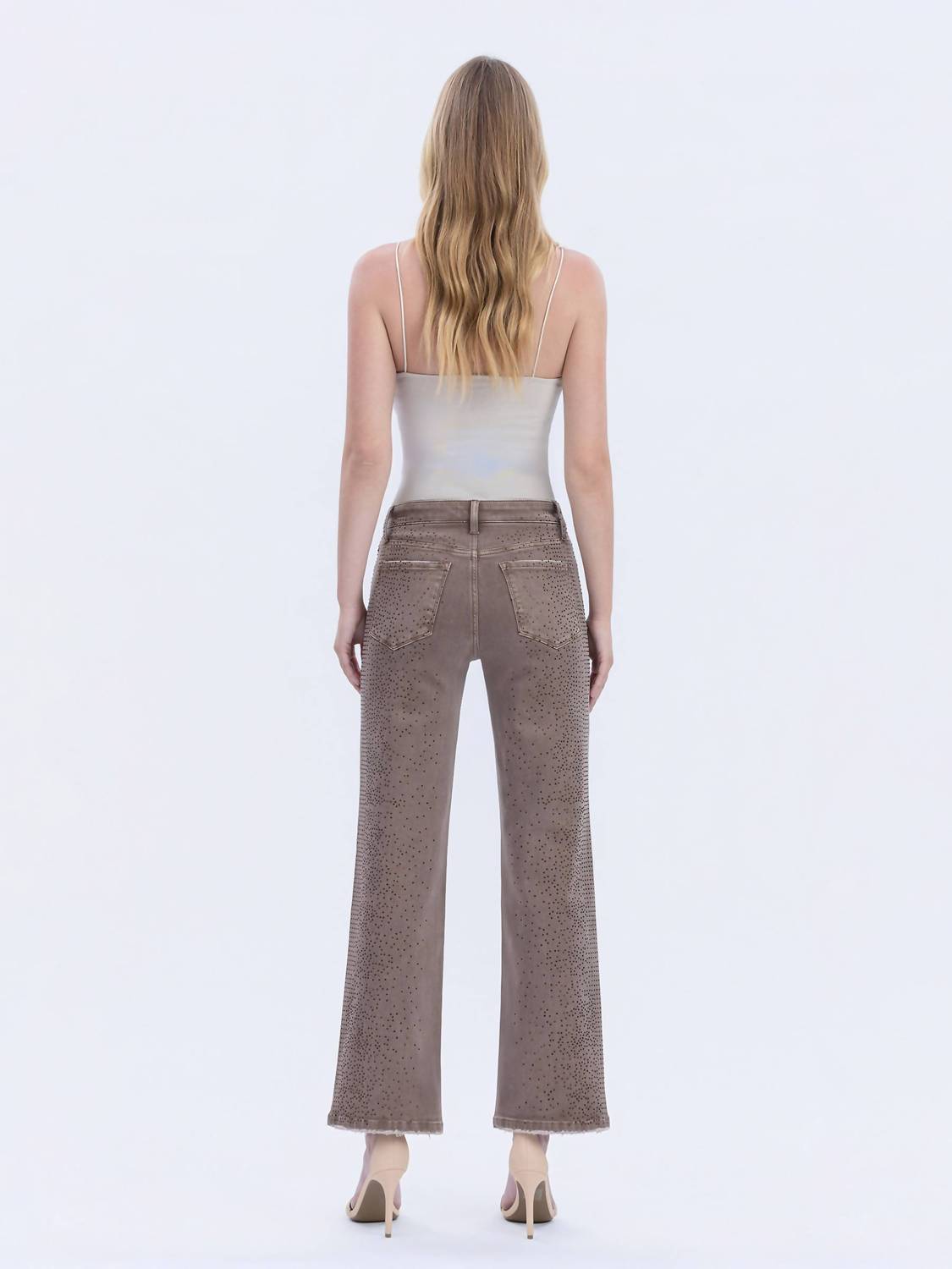 Vervet By Flying Monkey - Rhinestone Embellished Slim Wide Jeans