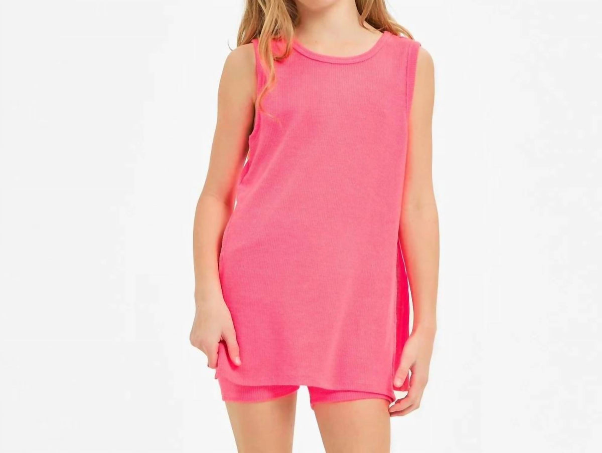 Good Girl - Waffle Knit Top And Short Set