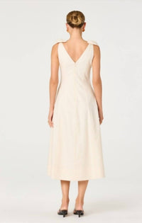 Astr - Joleena Linen Bow-strap Midi Dress