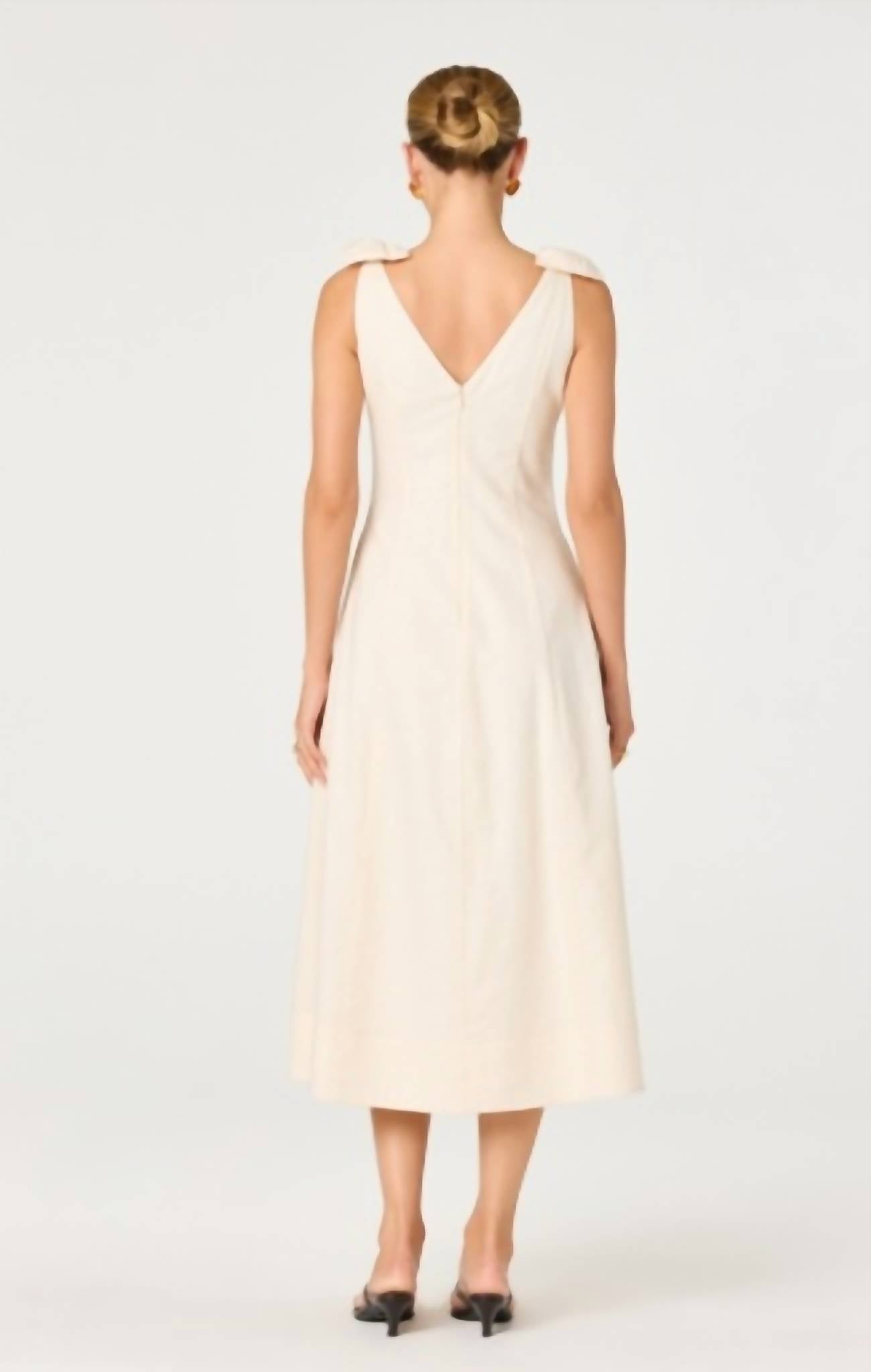 Astr - Joleena Linen Bow-strap Midi Dress