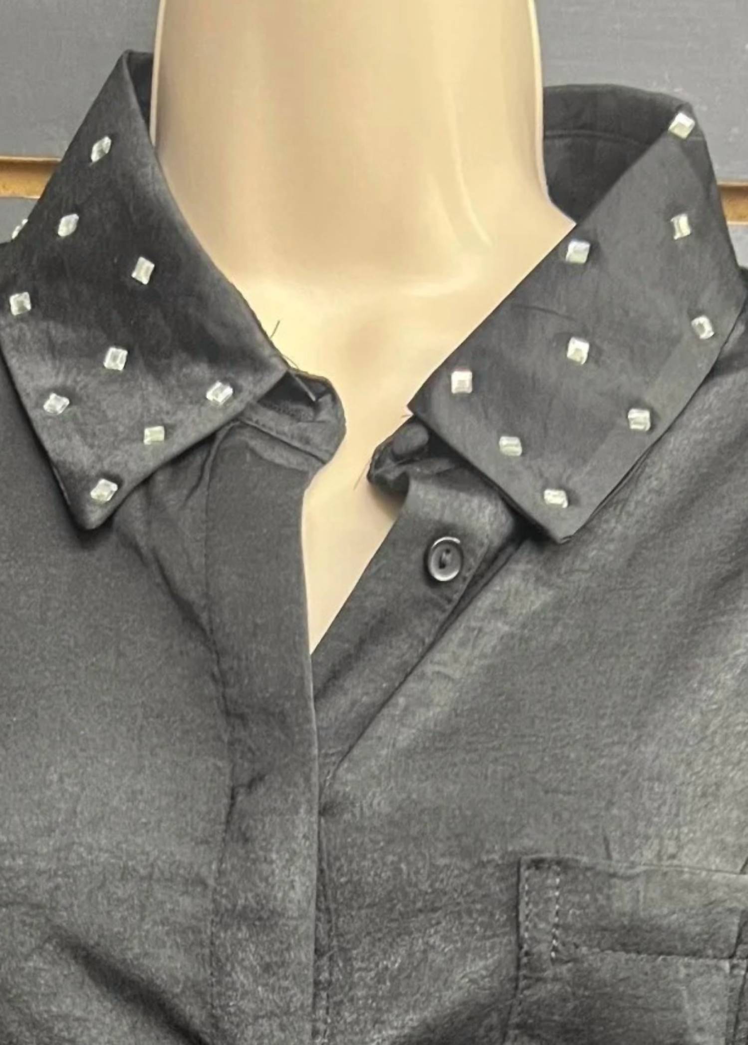 ee:some Women's Studded Blouse in black - women's blouse - detail view