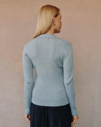 Bella Dahl Collared Button Down Sweater in heather grey - women's top - alternate view