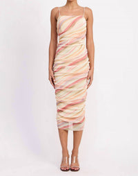 Emory Park - Watercolor Ruched Mesh Midi Dress